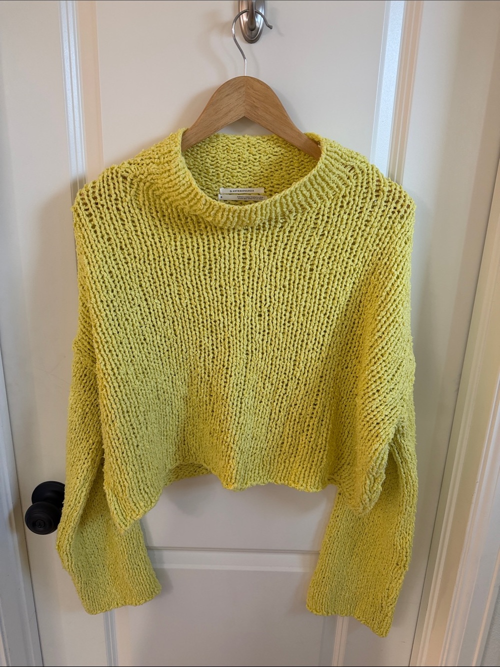 Anthropologie Yellow Chunky Cropped Turtleneck Sweater